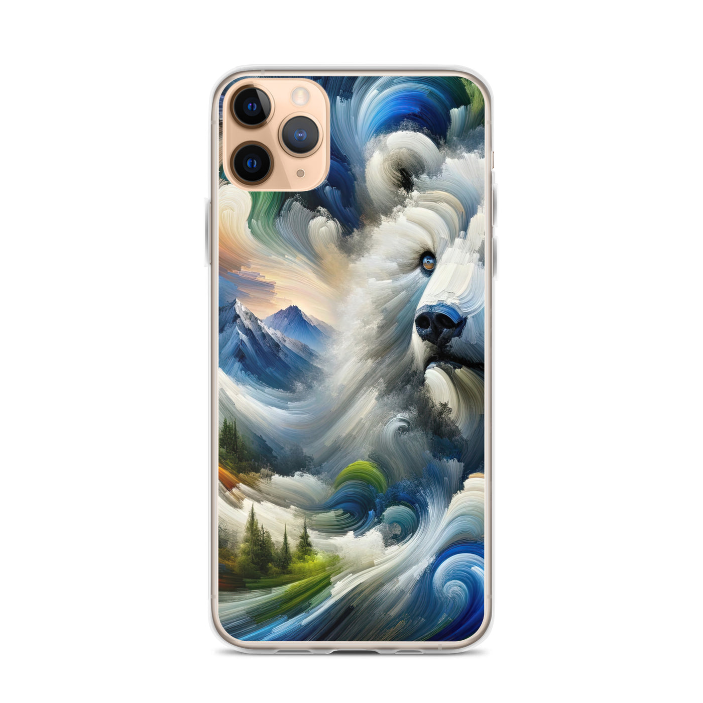 Abstrakte Alpen & Eisbär Kunst in dynamischen Farben - iPhone Schutzhülle (durchsichtig) camping xxx yyy zzz iPhone 11 Pro Max