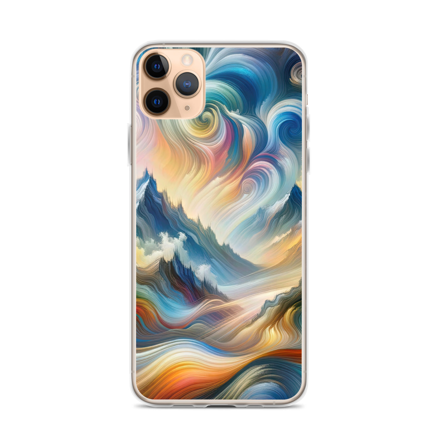 Ätherische schöne Alpen in lebendigen Farbwirbeln - Abstrakte Berge - iPhone Schutzhülle (durchsichtig) berge xxx yyy zzz iPhone 11 Pro Max