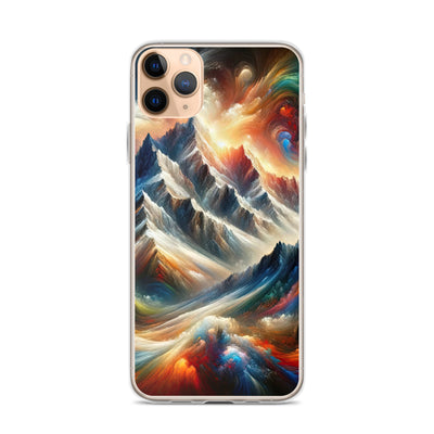 Expressionistische Alpen, Berge: Gemälde mit Farbexplosion - iPhone Schutzhülle (durchsichtig) berge xxx yyy zzz iPhone 11 Pro Max