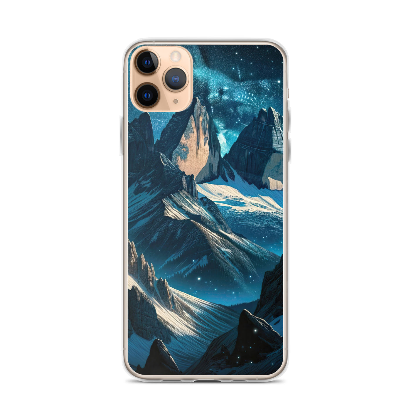 Fuchs in Alpennacht: Digitale Kunst der eisigen Berge im Mondlicht - iPhone Schutzhülle (durchsichtig) camping xxx yyy zzz iPhone 11 Pro Max