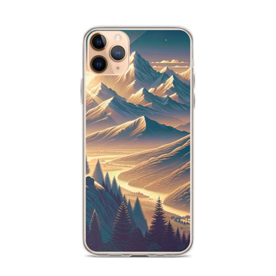 Alpen-Morgendämmerung, erste Sonnenstrahlen auf Schneegipfeln - iPhone Schutzhülle (durchsichtig) berge xxx yyy zzz iPhone 11 Pro Max