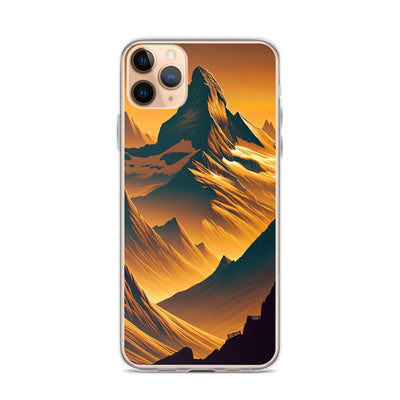 Fuchs in Alpen-Sonnenuntergang, goldene Berge und tiefe Täler - iPhone Schutzhülle (durchsichtig) camping xxx yyy zzz iPhone 11 Pro Max