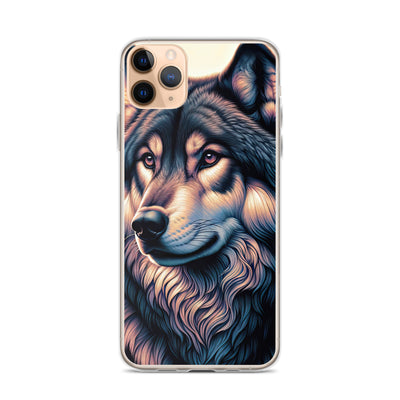 Majestätischer, glänzender Wolf in leuchtender Illustration (AN) - iPhone Schutzhülle (durchsichtig) xxx yyy zzz iPhone 11 Pro Max