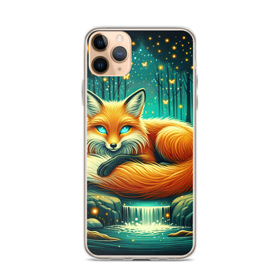 Bezaubernder Fuchs auf erleuchteter mystischer Waldlichtung - iPhone Schutzhülle (durchsichtig) camping xxx yyy zzz iPhone 11 Pro Max