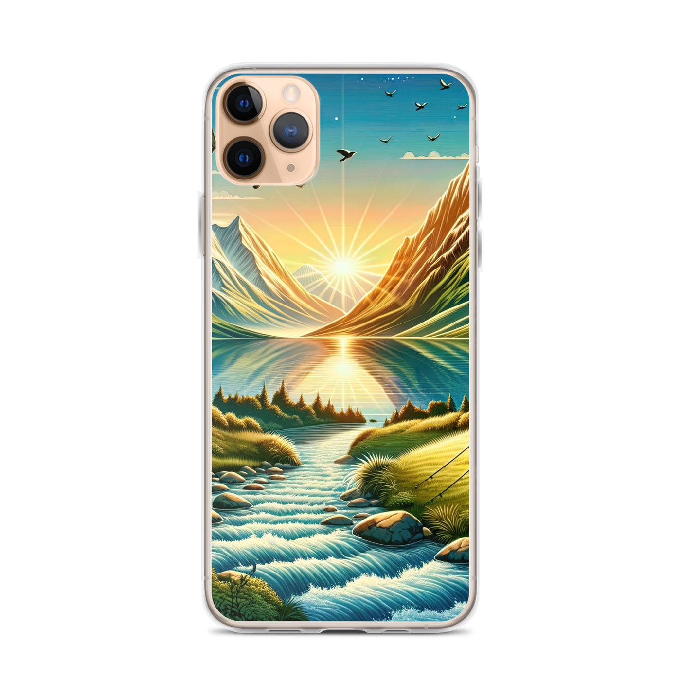 Zelt im Alpenmorgen mit goldenem Licht, Schneebergen und unberührten Seen - iPhone Schutzhülle (durchsichtig) berge xxx yyy zzz iPhone 11 Pro Max