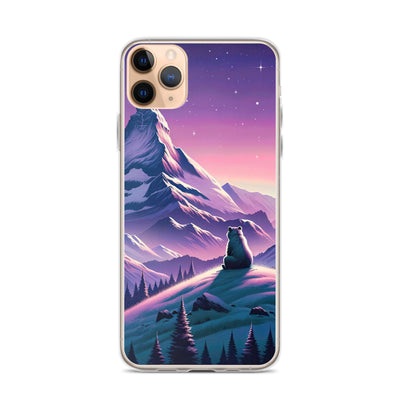 Bezaubernder Alpenabend mit Bär, lavendel-rosafarbener Himmel (AN) - iPhone Schutzhülle (durchsichtig) xxx yyy zzz iPhone 11 Pro Max