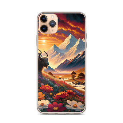 Magischer Alpenabend mit Hochlandkuh und goldener Sonnenkulisse - iPhone Schutzhülle (durchsichtig) berge xxx yyy zzz iPhone 11 Pro Max