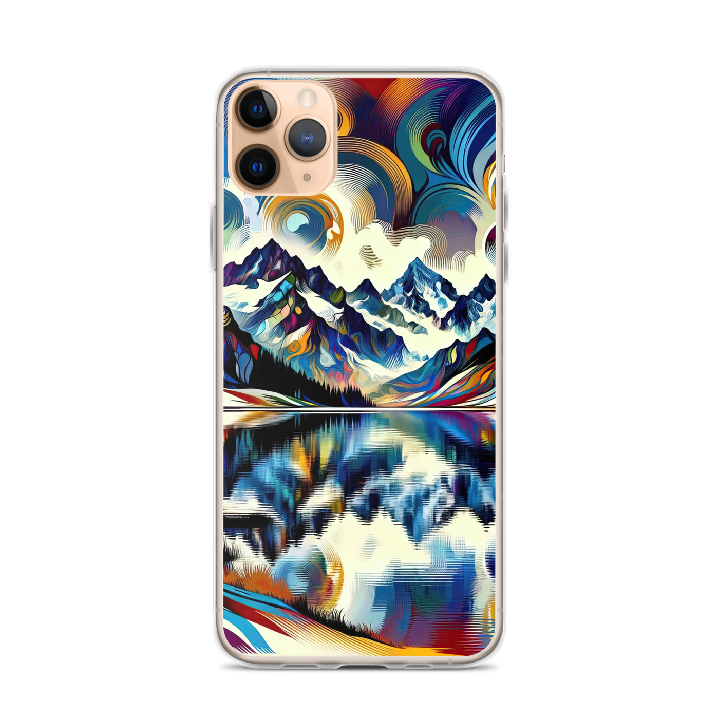 Alpensee im Zentrum eines abstrakt-expressionistischen Alpen-Kunstwerks - iPhone Schutzhülle (durchsichtig) berge xxx yyy zzz iPhone 11 Pro Max