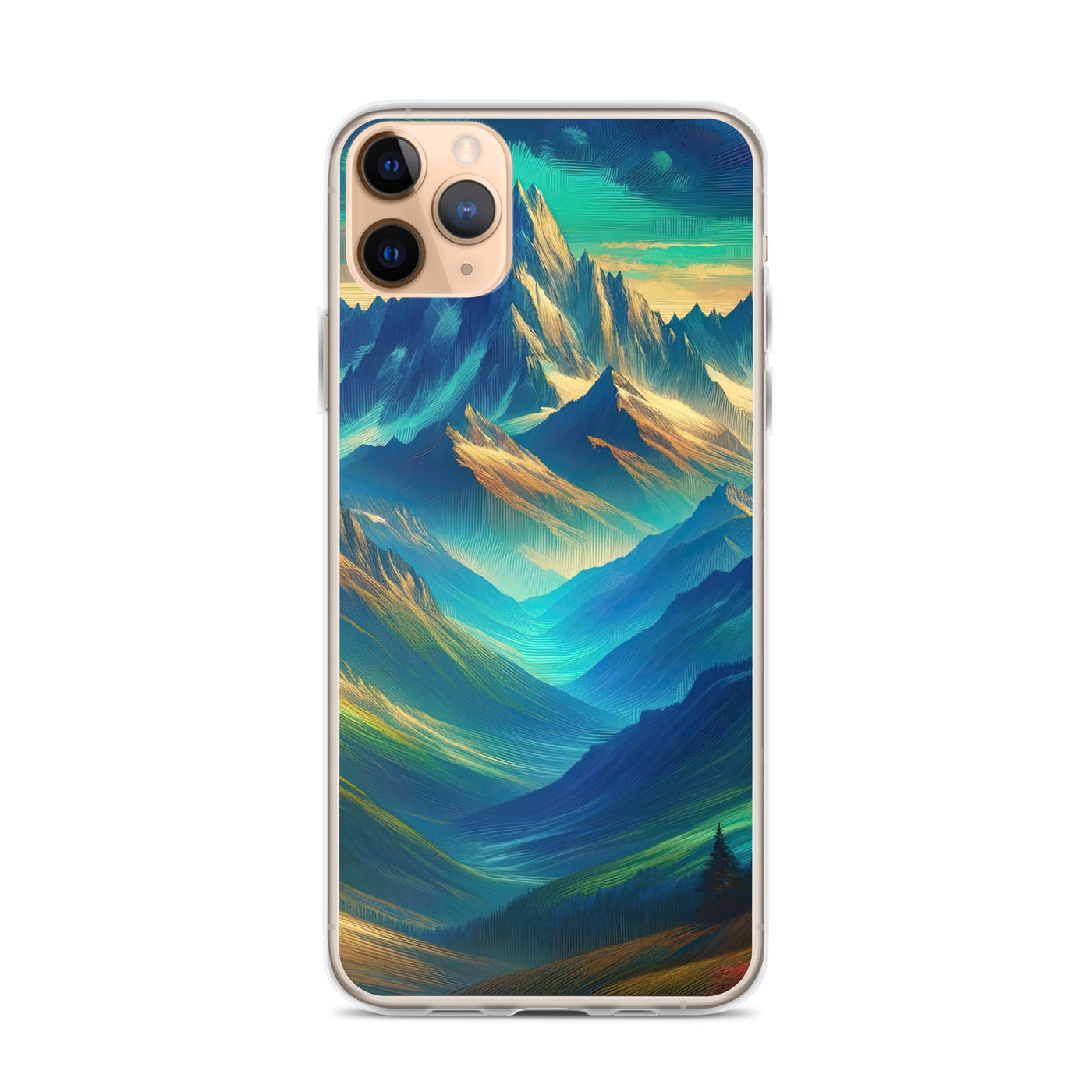 Atemberaubende alpine Komposition mit majestätischen Gipfeln und Tälern - iPhone Schutzhülle (durchsichtig) berge xxx yyy zzz iPhone 11 Pro Max