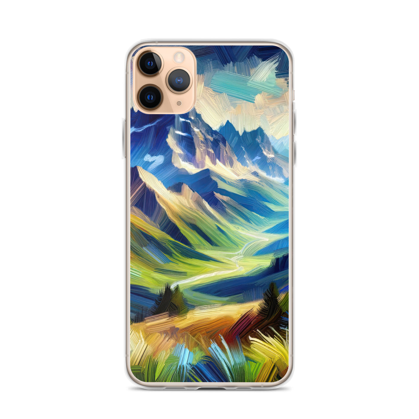 Impressionistische Alpen, lebendige Farbtupfer und Lichteffekte - iPhone Schutzhülle (durchsichtig) berge xxx yyy zzz iPhone 11 Pro Max