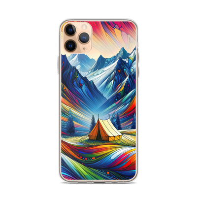 Surreale Alpen in abstrakten Farben, dynamische Formen der Landschaft - iPhone Schutzhülle (durchsichtig) camping xxx yyy zzz iPhone 11 Pro Max