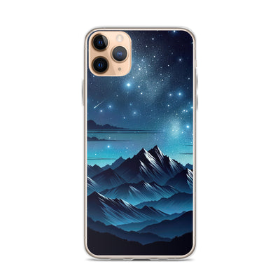 Alpen unter Sternenhimmel mit glitzernden Sternen und Meteoren - iPhone Schutzhülle (durchsichtig) berge xxx yyy zzz iPhone 11 Pro Max