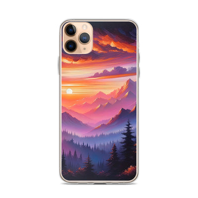 Ölgemälde der Alpenlandschaft im ätherischen Sonnenuntergang, himmlische Farbtöne - iPhone Schutzhülle (durchsichtig) berge xxx yyy zzz iPhone 11 Pro Max