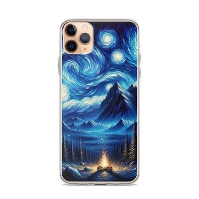 Sternennacht-Stil Ölgemälde der Alpen, himmlische Wirbelmuster - iPhone Schutzhülle (durchsichtig) berge xxx yyy zzz iPhone 11 Pro Max