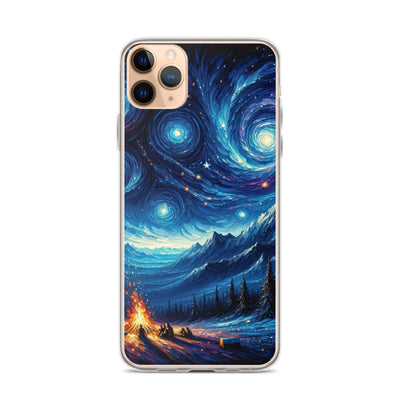 Sternennacht über den Alpen inspiriertes Ölgemälde, mystischer Nachthimmel in Blau - iPhone Schutzhülle (durchsichtig) camping xxx yyy zzz iPhone 11 Pro Max