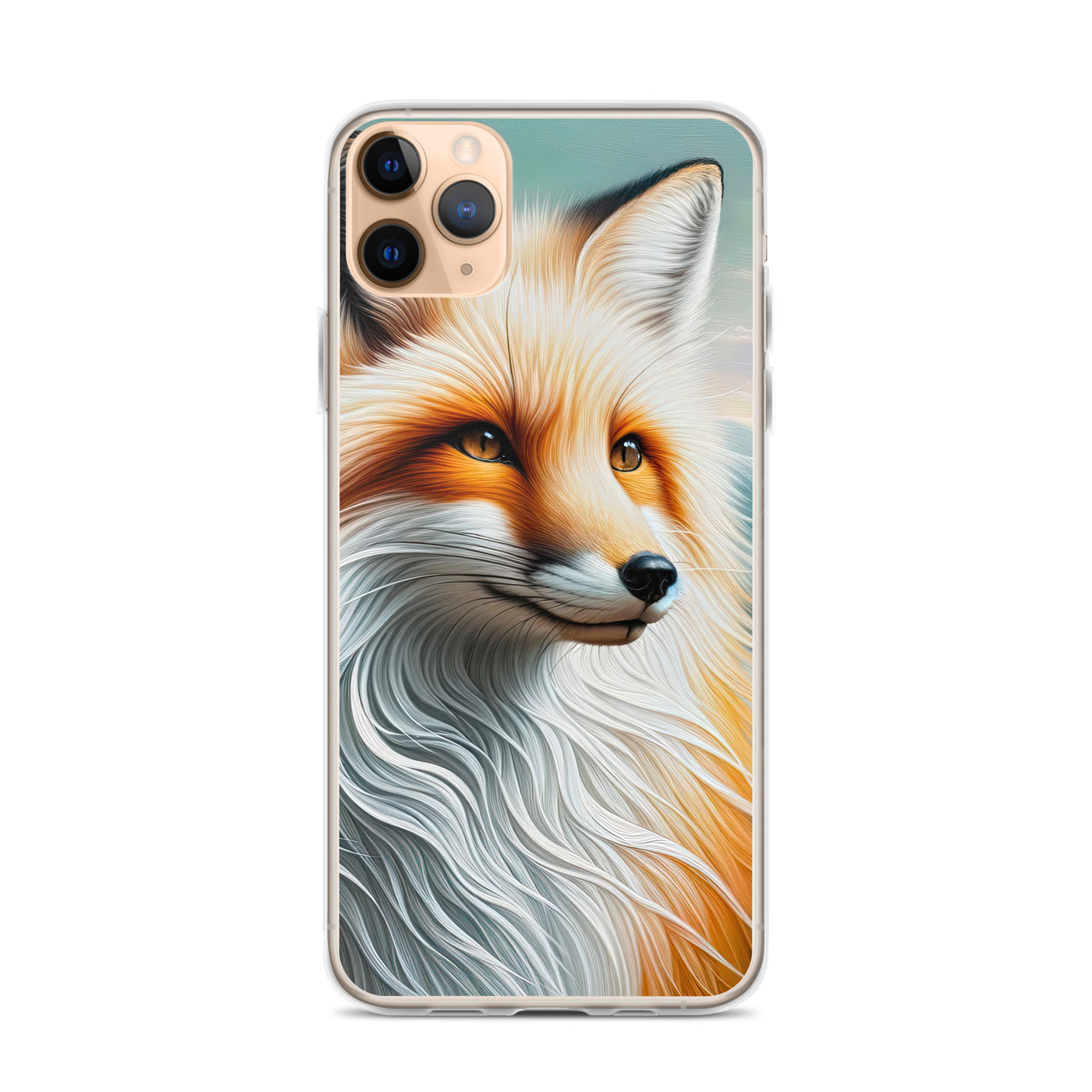 Ölgemälde eines anmutigen, intelligent blickenden Fuchses in Orange-Weiß - iPhone Schutzhülle (durchsichtig) camping xxx yyy zzz iPhone 11 Pro Max