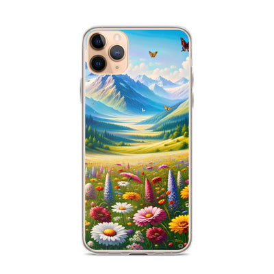 Ölgemälde einer ruhigen Almwiese, Oase mit bunter Wildblumenpracht - iPhone Schutzhülle (durchsichtig) camping xxx yyy zzz iPhone 11 Pro Max