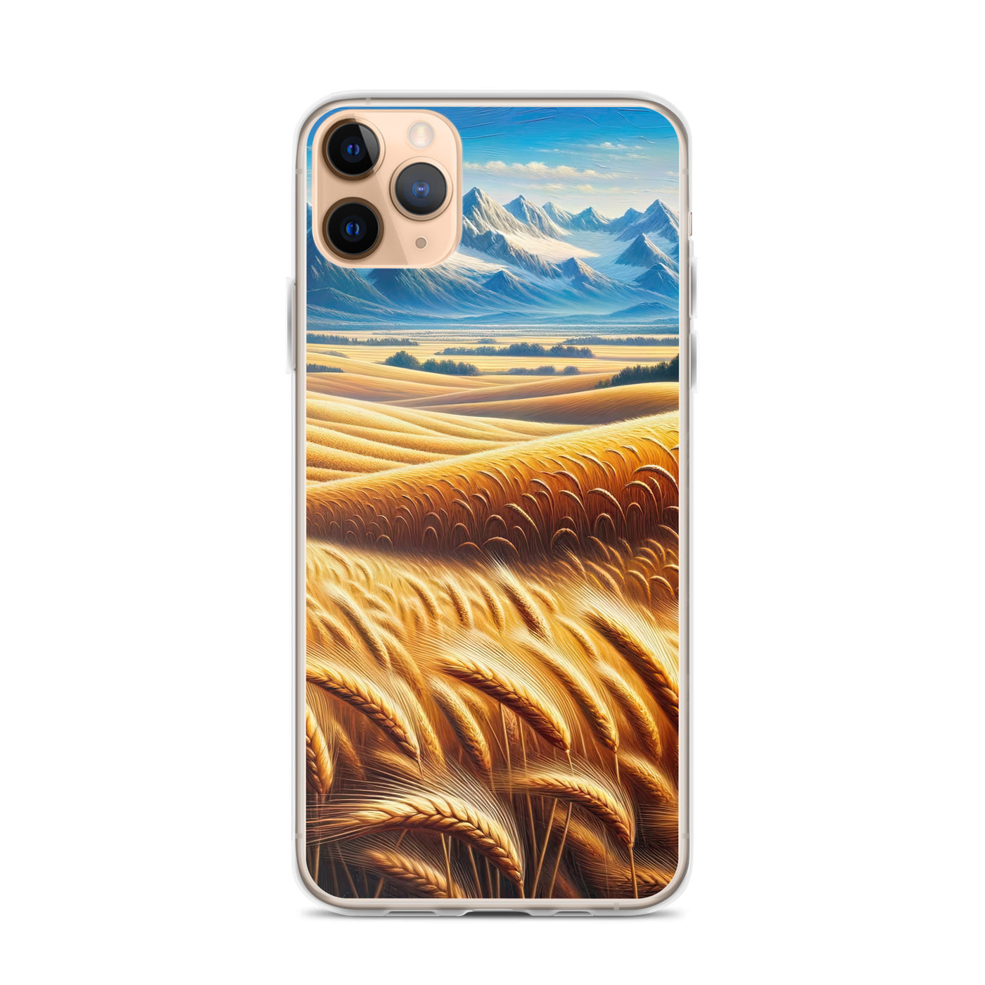 Ölgemälde eines weiten bayerischen Weizenfeldes, golden im Wind (TR) - iPhone Schutzhülle (durchsichtig) xxx yyy zzz iPhone 11 Pro Max