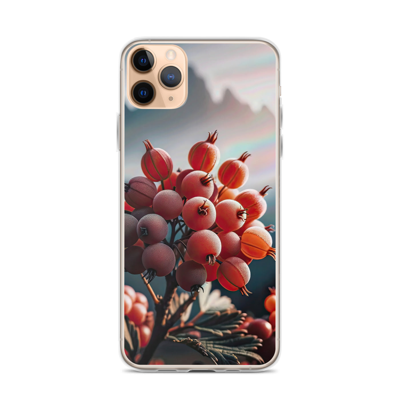 Foto einer Gruppe von Alpenbeeren mit kräftigen Farben und detaillierten Texturen - iPhone Schutzhülle (durchsichtig) berge xxx yyy zzz iPhone 11 Pro Max