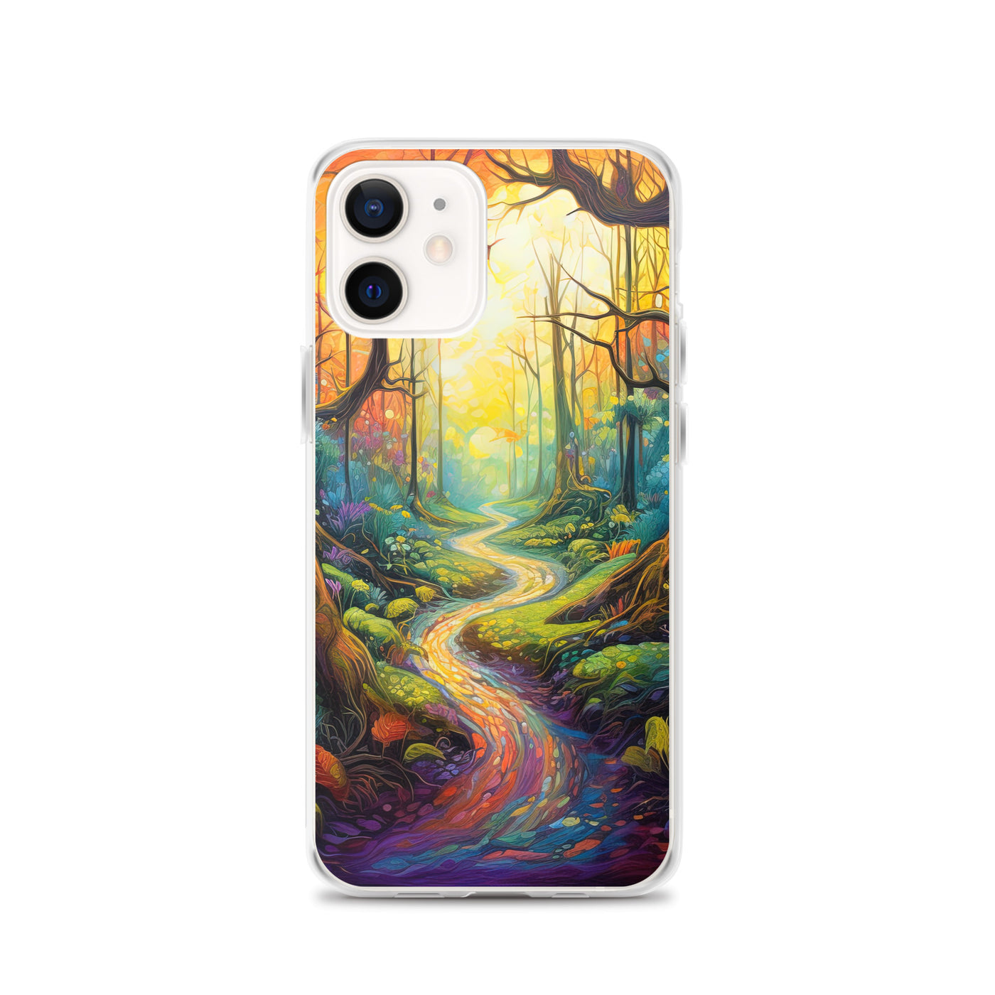 Wald und Wanderweg - Bunte, farbenfrohe Malerei - iPhone Schutzhülle (durchsichtig) camping xxx iPhone 12