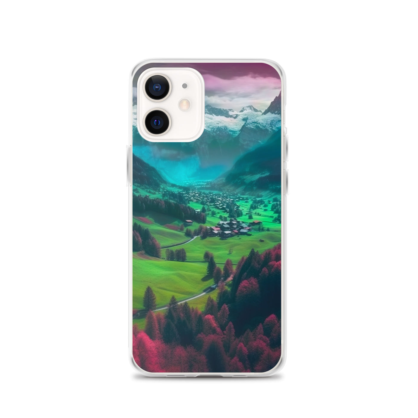 Berglandschaft und Dorf - Fotorealistische Malerei - iPhone Schutzhülle (durchsichtig) berge xxx iPhone 12