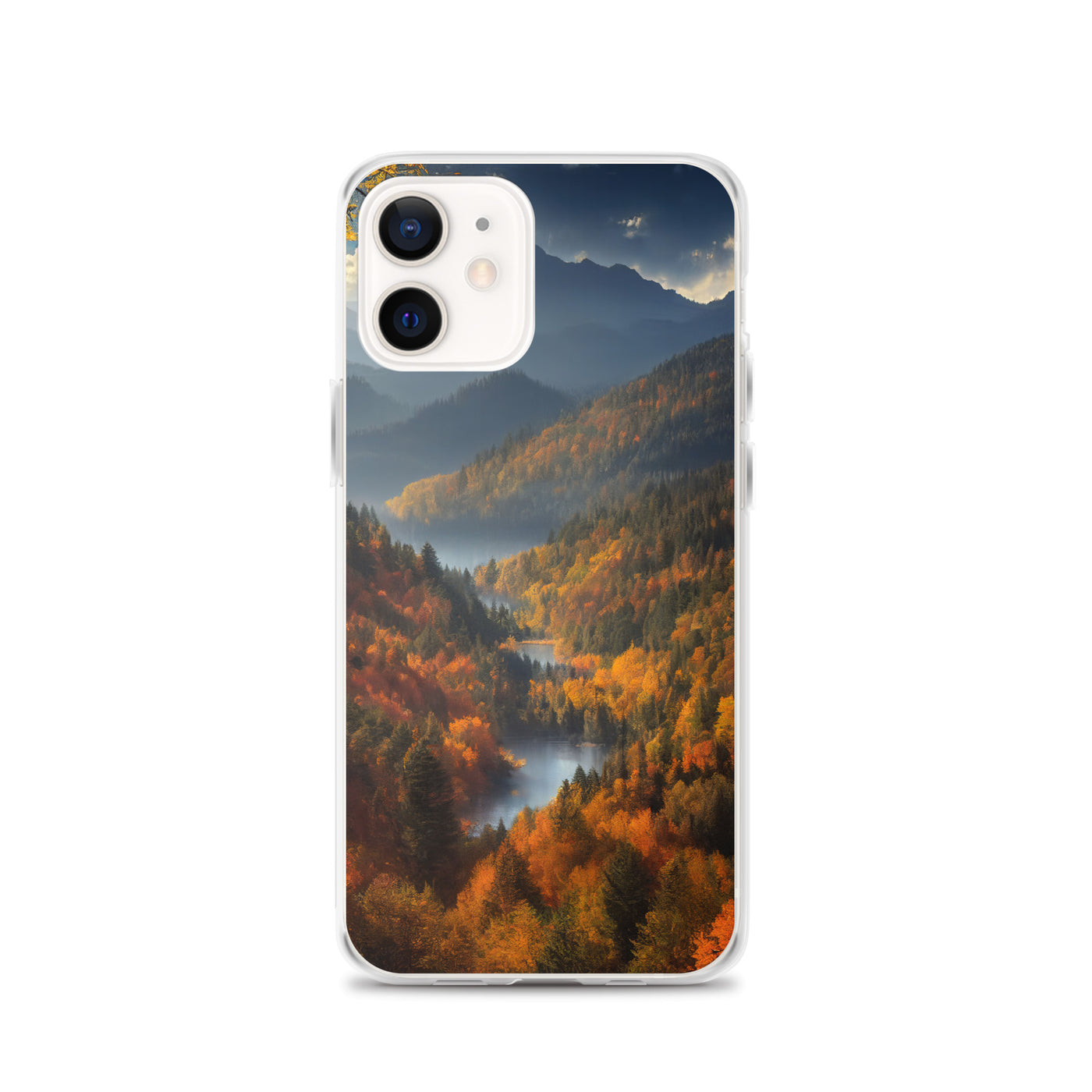 Berge, Wald und Nebel - Malerei - iPhone Schutzhülle (durchsichtig) berge xxx iPhone 12