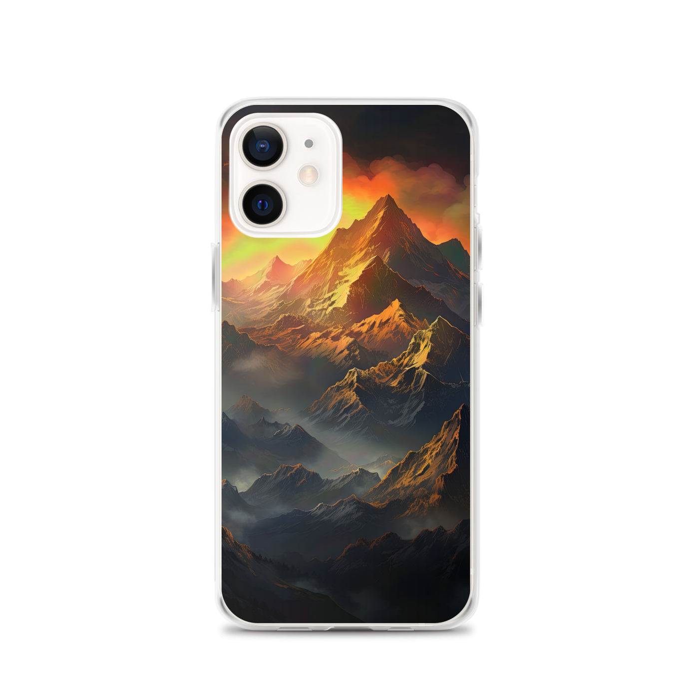 Wunderschöne Himalaya Gebirge im Nebel und Sonnenuntergang - Malerei - iPhone Schutzhülle (durchsichtig) berge xxx iPhone 12