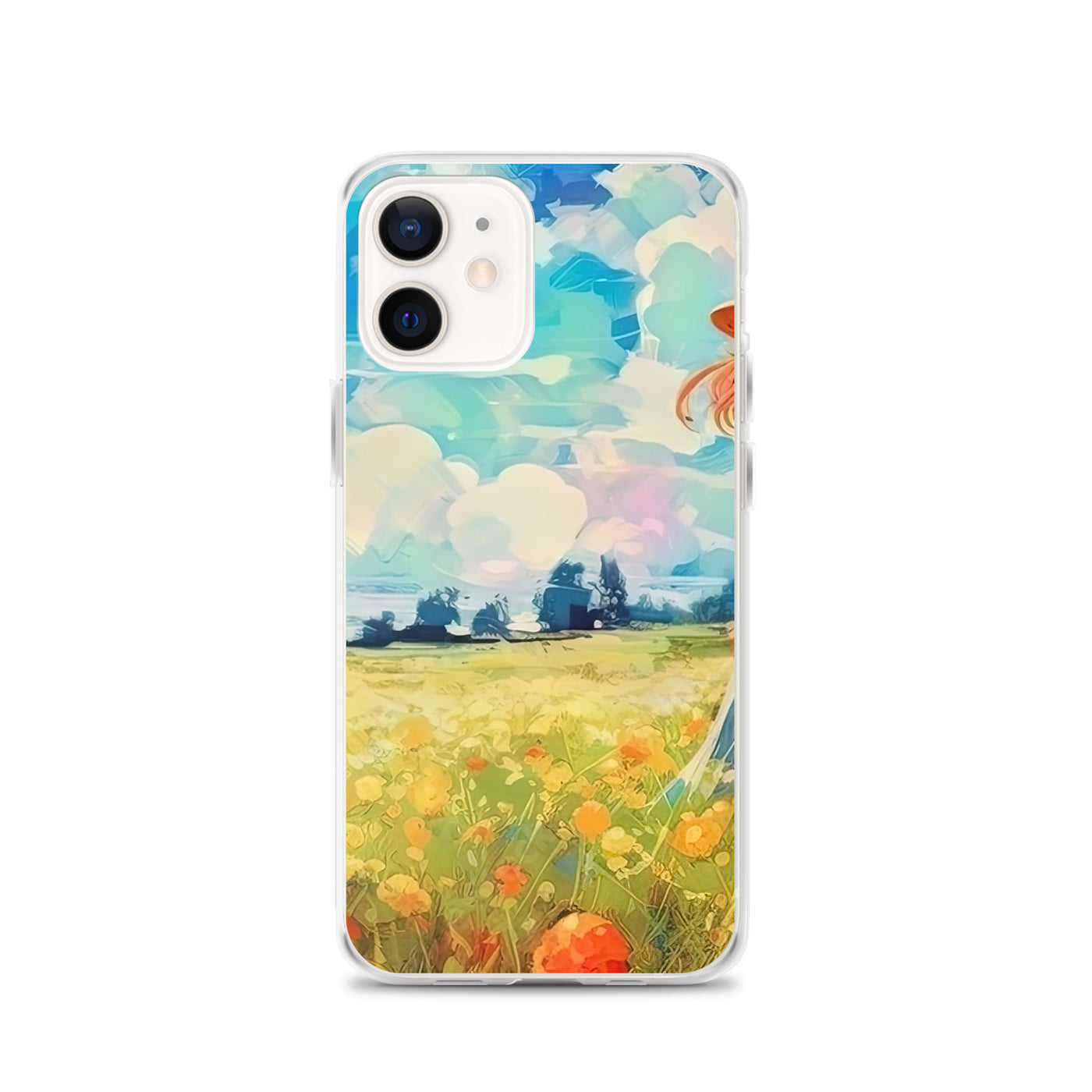 Dame mit Hut im Feld mit Blumen - Landschaftsmalerei - iPhone Schutzhülle (durchsichtig) camping xxx iPhone 12