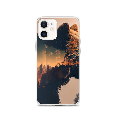 Bär und Bäume Illustration - iPhone Schutzhülle (durchsichtig) camping xxx iPhone 12