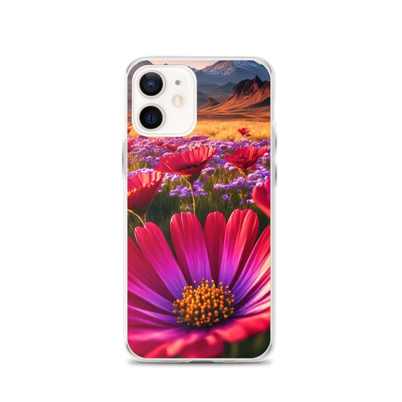 Wünderschöne Blumen und Berge im Hintergrund - iPhone Schutzhülle (durchsichtig) berge xxx iPhone 12