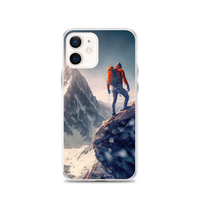 Bergsteiger auf Berg - Epische Malerei - iPhone Schutzhülle (durchsichtig) klettern xxx iPhone 12