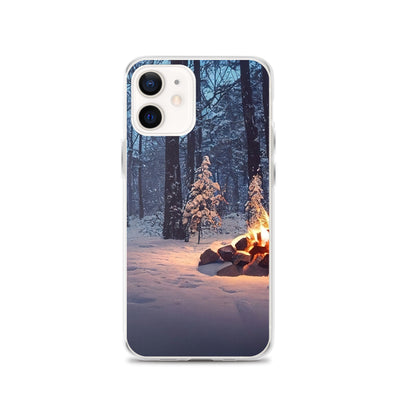Lagerfeuer im Winter - Camping Foto - iPhone Schutzhülle (durchsichtig) camping xxx iPhone 12