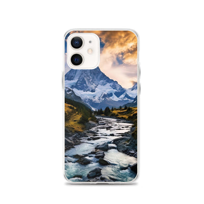 Berge und steiniger Bach - Epische Stimmung - iPhone Schutzhülle (durchsichtig) berge xxx iPhone 12