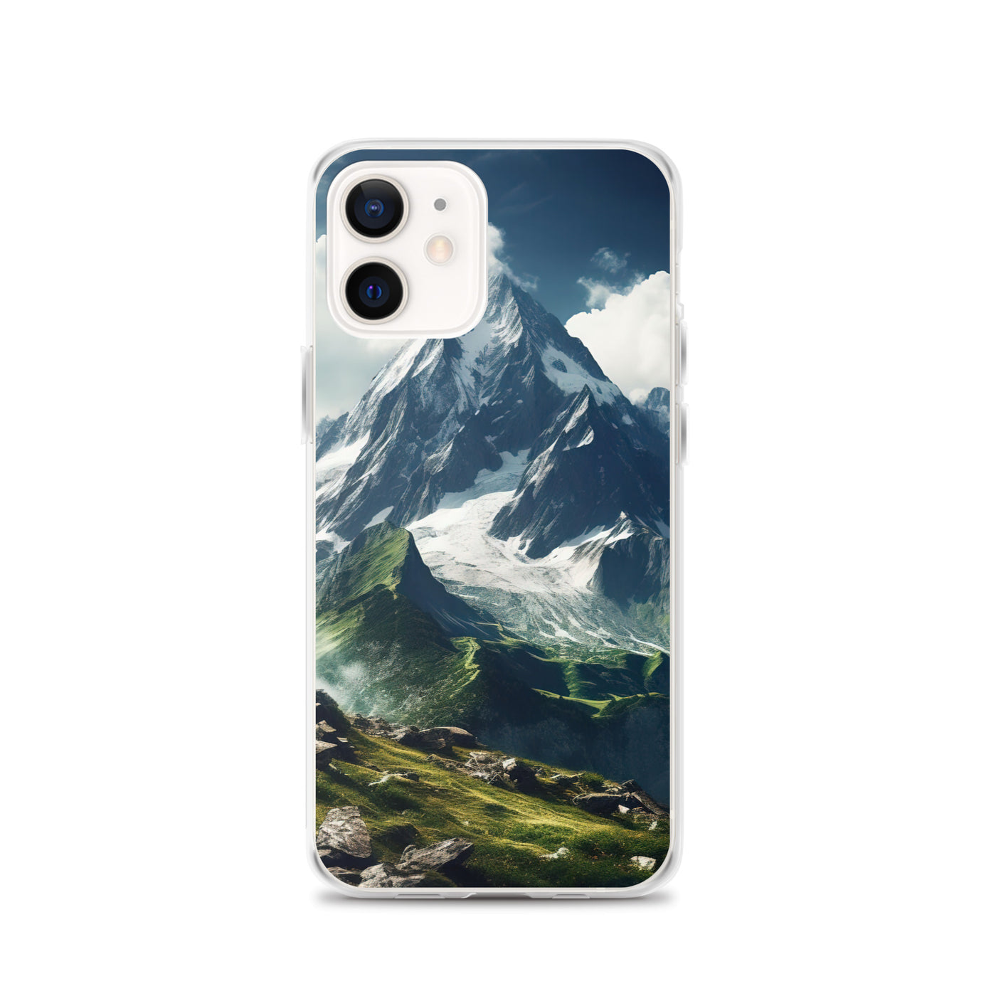 Gigantischer Berg - Landschaftsmalerei - iPhone Schutzhülle (durchsichtig) berge xxx iPhone 12