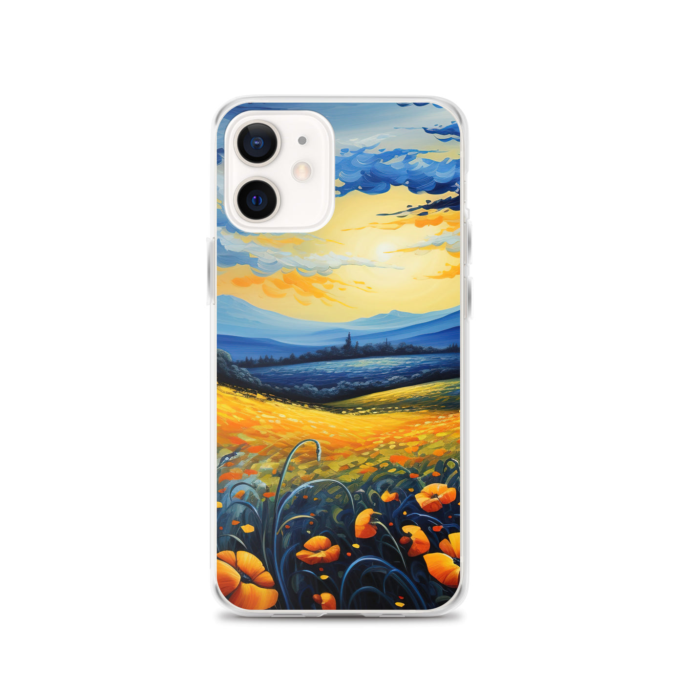 Berglandschaft mit schönen gelben Blumen - Landschaftsmalerei - iPhone Schutzhülle (durchsichtig) berge xxx iPhone 12