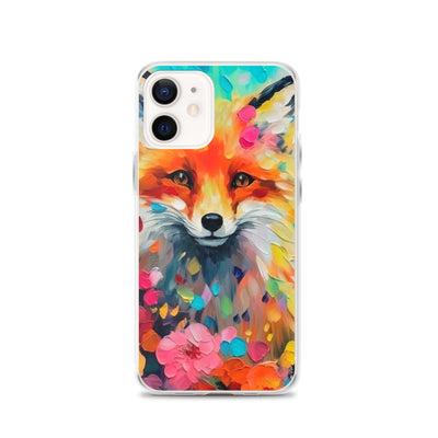 Schöner Fuchs im Blumenfeld - Farbige Malerei - iPhone Schutzhülle (durchsichtig) camping xxx iPhone 12