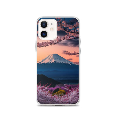 Berg - Pinke Bäume und Blumen - iPhone Schutzhülle (durchsichtig) berge xxx iPhone 12