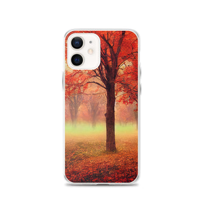 Wald im Herbst - Rote Herbstblätter - iPhone Schutzhülle (durchsichtig) camping xxx iPhone 12