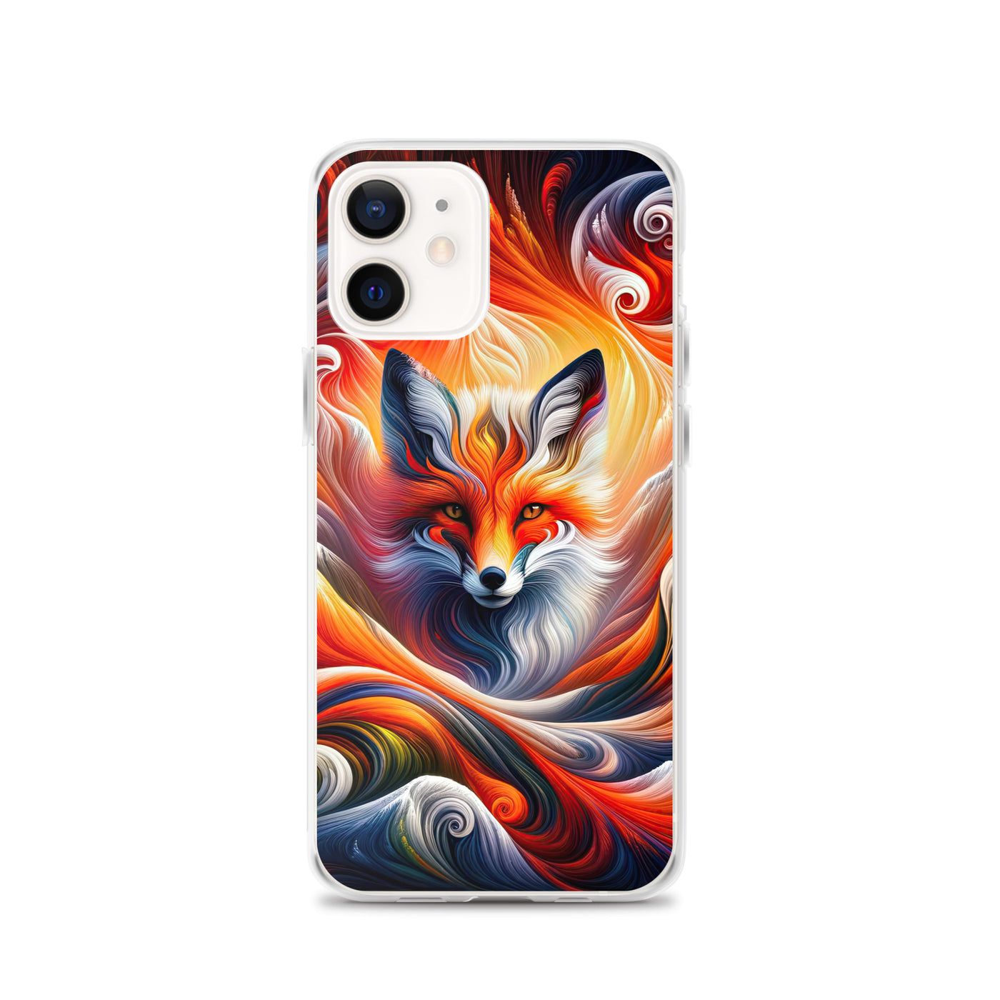 Abstraktes Kunstwerk, das den Geist der Alpen verkörpert. Leuchtender Fuchs in den Farben Orange, Rot, Weiß - iPhone Schutzhülle (durchsichtig) camping xxx yyy zzz iPhone 12