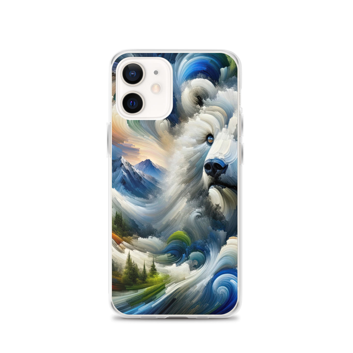 Abstrakte Alpen & Eisbär Kunst in dynamischen Farben - iPhone Schutzhülle (durchsichtig) camping xxx yyy zzz iPhone 12