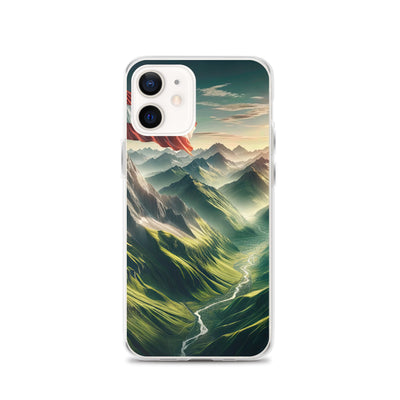 Alpen Gebirge: Fotorealistische Bergfläche mit Österreichischer Flagge - iPhone Schutzhülle (durchsichtig) berge xxx yyy zzz iPhone 12