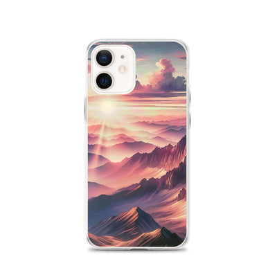 Schöne Berge bei Sonnenaufgang: Malerei in Pastelltönen - iPhone Schutzhülle (durchsichtig) berge xxx yyy zzz iPhone 12