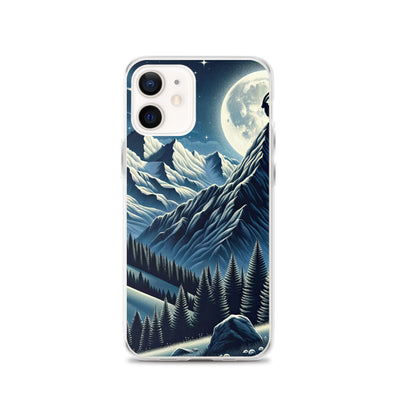 Steinbock in Alpennacht, silberne Berge und Sternenhimmel - iPhone Schutzhülle (durchsichtig) berge xxx yyy zzz iPhone 12