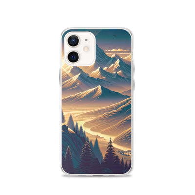 Alpen-Morgendämmerung, erste Sonnenstrahlen auf Schneegipfeln - iPhone Schutzhülle (durchsichtig) berge xxx yyy zzz iPhone 12