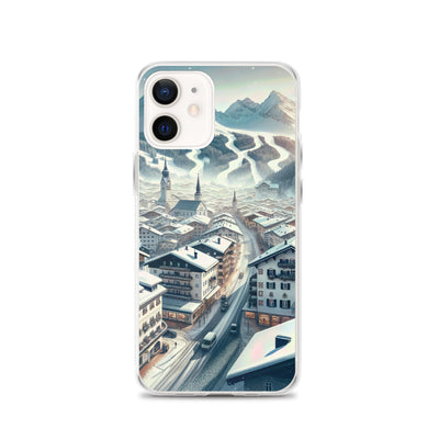 Winter in Kitzbühel: Digitale Malerei von schneebedeckten Dächern - iPhone Schutzhülle (durchsichtig) berge xxx yyy zzz iPhone 12