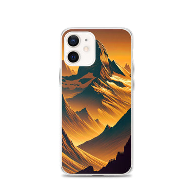 Fuchs in Alpen-Sonnenuntergang, goldene Berge und tiefe Täler - iPhone Schutzhülle (durchsichtig) camping xxx yyy zzz iPhone 12