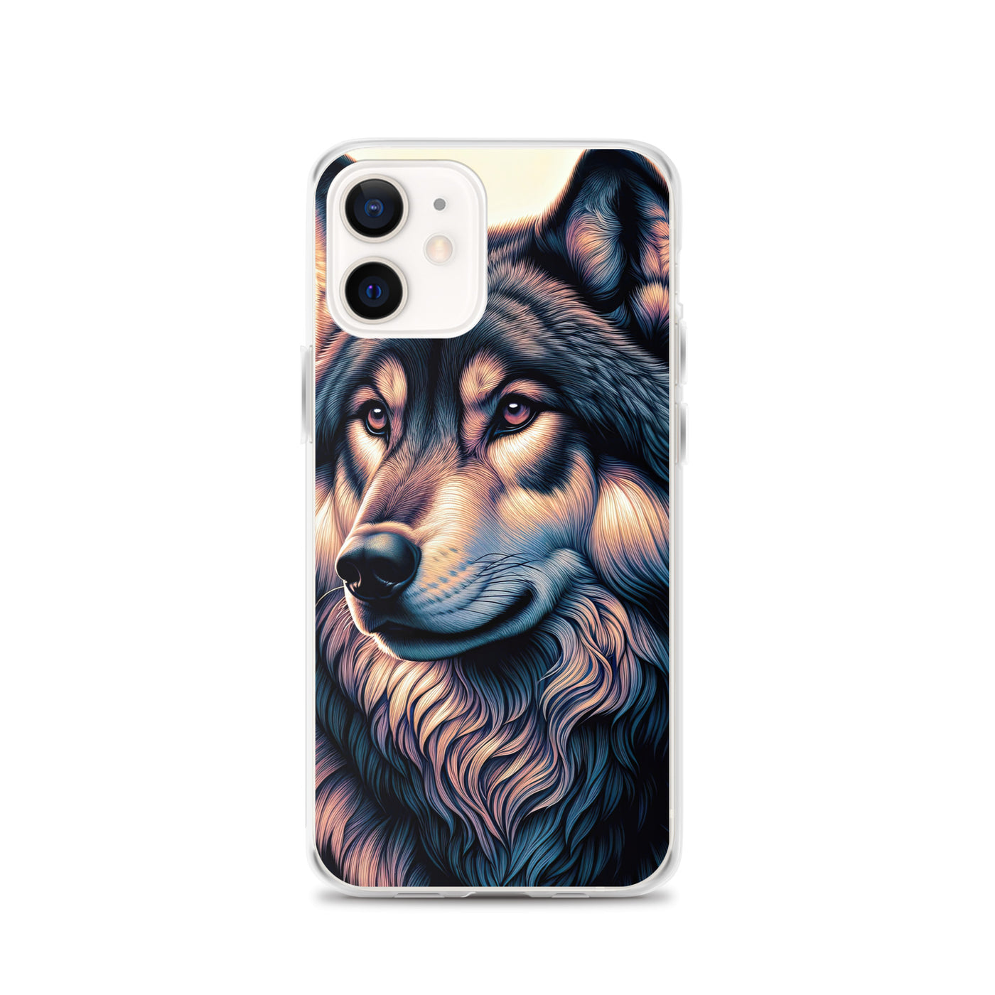 Majestätischer, glänzender Wolf in leuchtender Illustration (AN) - iPhone Schutzhülle (durchsichtig) xxx yyy zzz iPhone 12