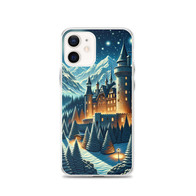 Mondhelle Schlossnacht in den Alpen, sternenklarer Himmel - iPhone Schutzhülle (durchsichtig) berge xxx yyy zzz iPhone 12