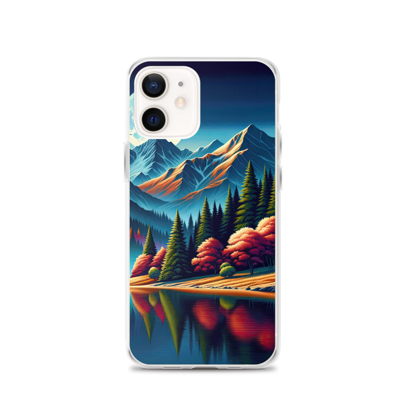 Ruhiger Herbstabend in den Alpen, grün-rote Berge - iPhone Schutzhülle (durchsichtig) berge xxx yyy zzz iPhone 12