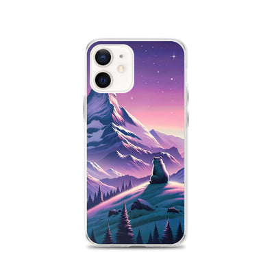 Bezaubernder Alpenabend mit Bär, lavendel-rosafarbener Himmel (AN) - iPhone Schutzhülle (durchsichtig) xxx yyy zzz iPhone 12